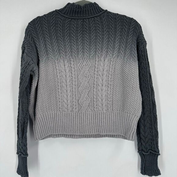 Anthropologie Dip-Dye Marci Pullover Cotton Sweater in Gray Cableknit Size XS - Picture 4 of 13